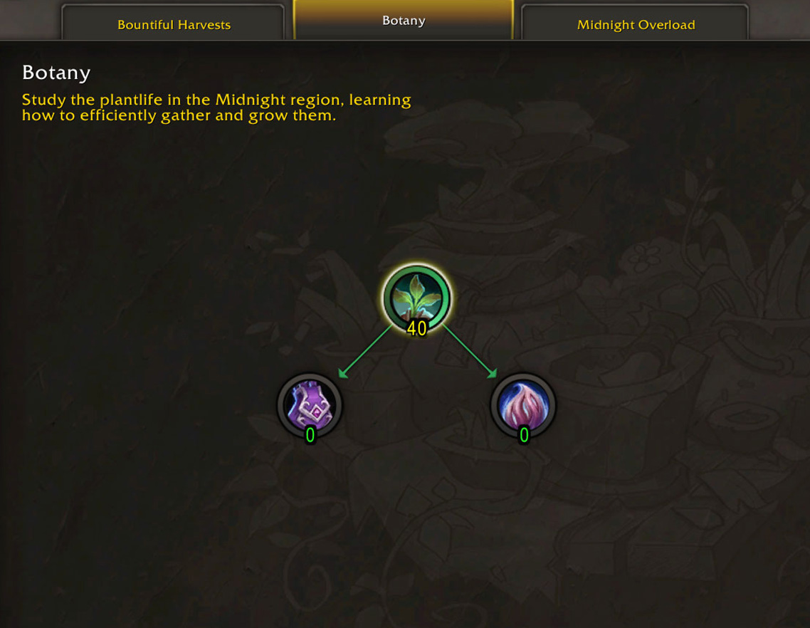 Herbalism Botany mounted gathering specialization tree