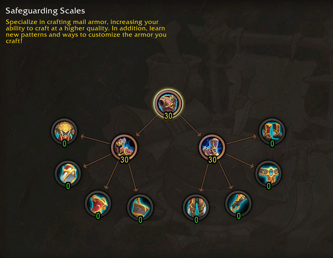 midnight leatherworking specialization personal gear armor slots tree