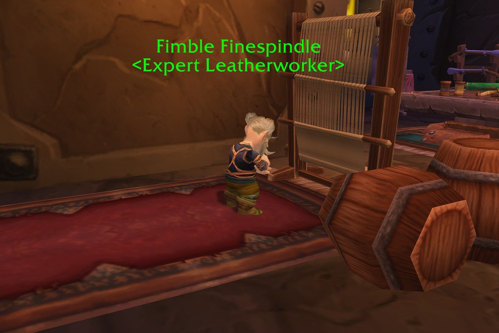 Fimble Finespindle, Expert Leatherworker in Ironforge (WoW Classic)