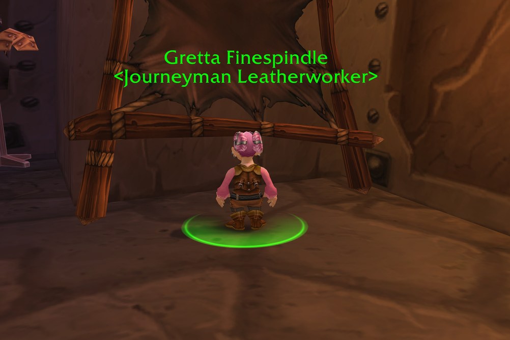 Gretta Finespindle, Journeyman Leatherworker in Ironforge (WoW Classic)