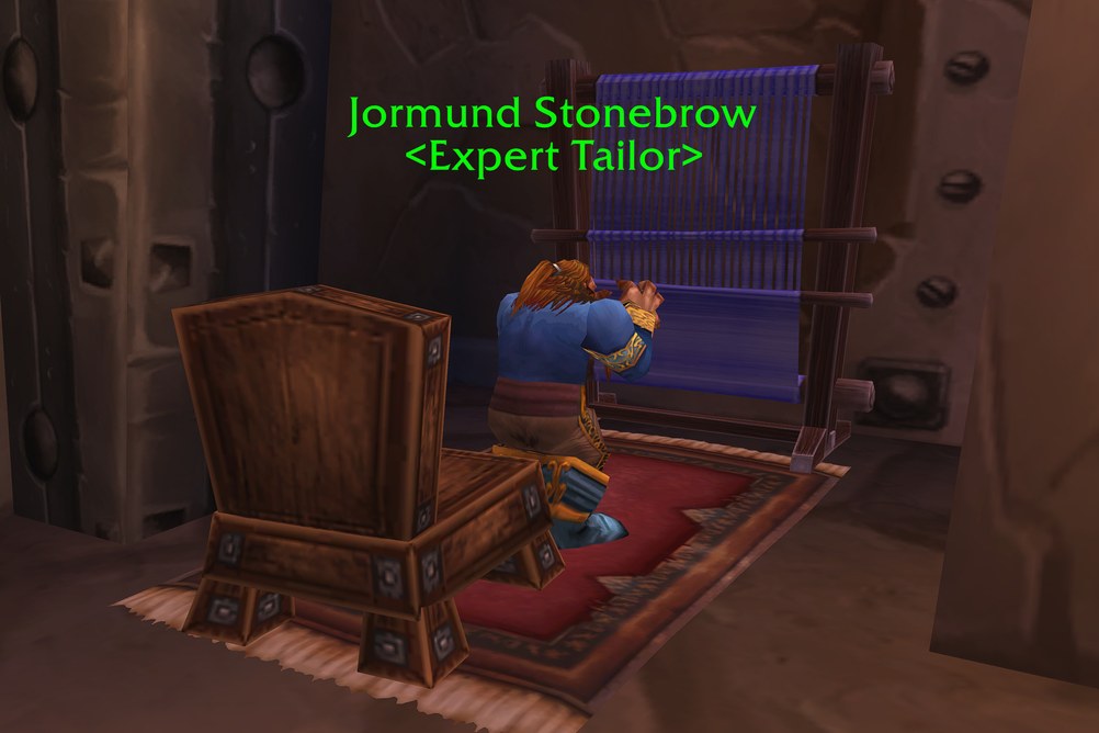 Jormund Stonebrow, Expert Tailor in Ironforge (WoW Classic)
