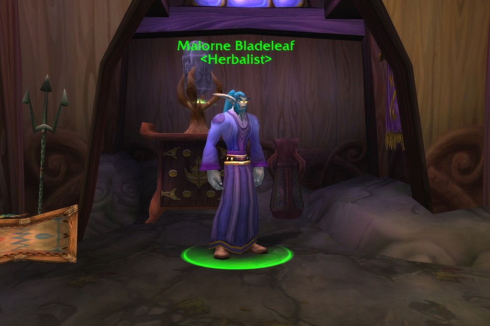 Malorne Bladeleaf, Herbalist in Teldrassil (WoW Classic)